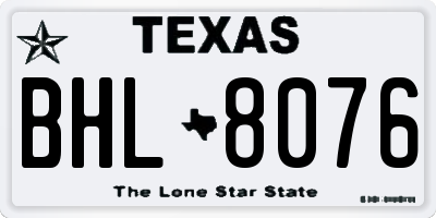 TX license plate BHL8076
