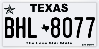 TX license plate BHL8077