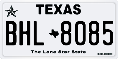 TX license plate BHL8085