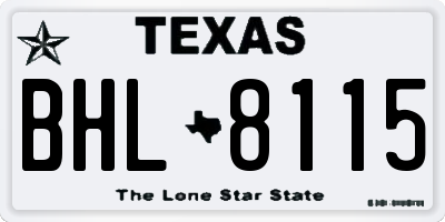 TX license plate BHL8115