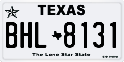 TX license plate BHL8131