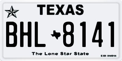 TX license plate BHL8141