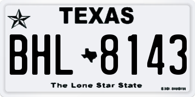 TX license plate BHL8143