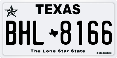 TX license plate BHL8166