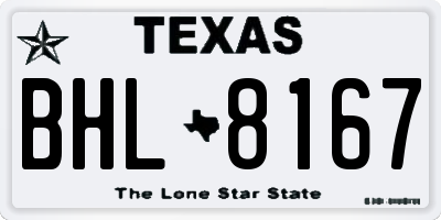 TX license plate BHL8167