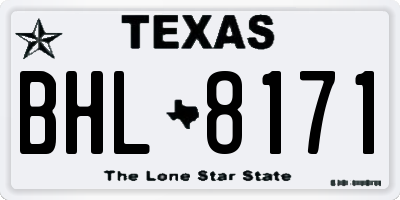 TX license plate BHL8171