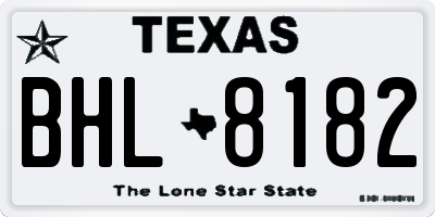 TX license plate BHL8182