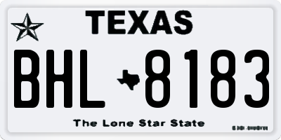 TX license plate BHL8183
