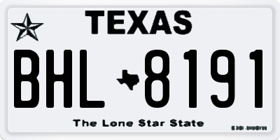 TX license plate BHL8191