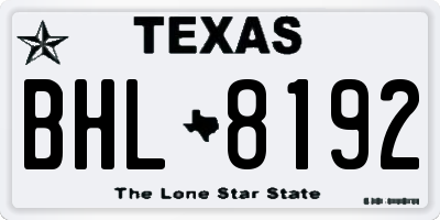 TX license plate BHL8192