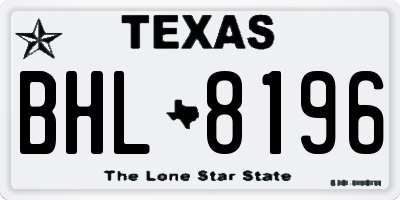 TX license plate BHL8196