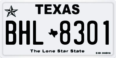 TX license plate BHL8301