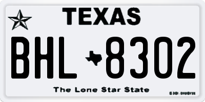 TX license plate BHL8302