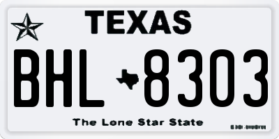 TX license plate BHL8303