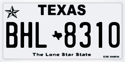 TX license plate BHL8310
