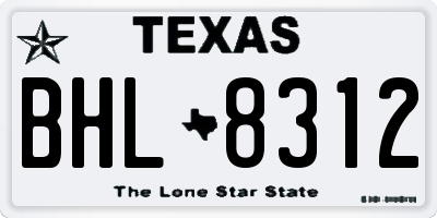 TX license plate BHL8312
