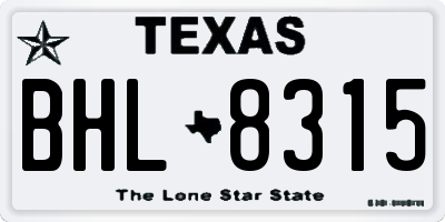 TX license plate BHL8315