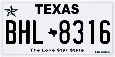 TX license plate BHL8316