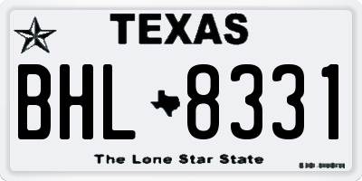 TX license plate BHL8331
