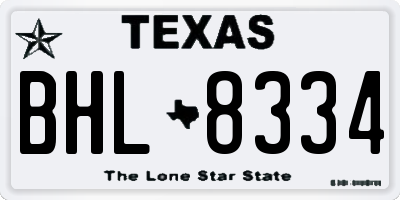 TX license plate BHL8334