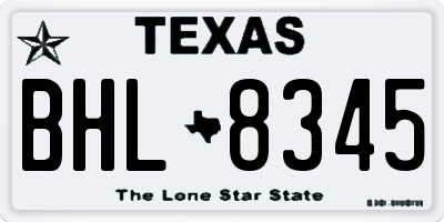 TX license plate BHL8345