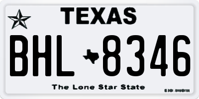 TX license plate BHL8346