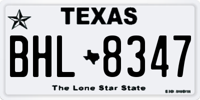 TX license plate BHL8347