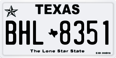 TX license plate BHL8351