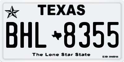 TX license plate BHL8355