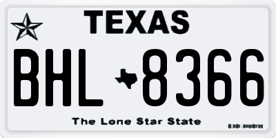TX license plate BHL8366