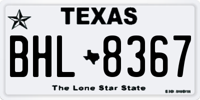 TX license plate BHL8367
