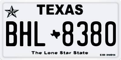TX license plate BHL8380