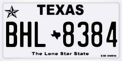 TX license plate BHL8384