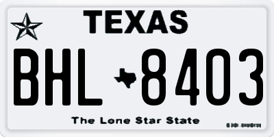 TX license plate BHL8403