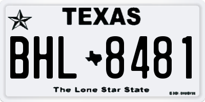 TX license plate BHL8481