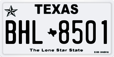 TX license plate BHL8501