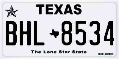 TX license plate BHL8534