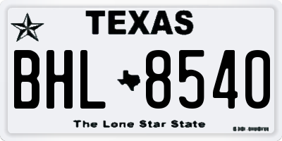 TX license plate BHL8540