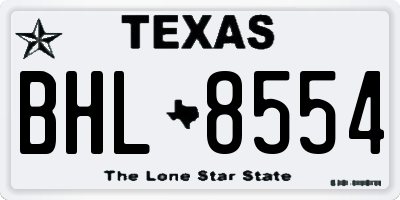TX license plate BHL8554