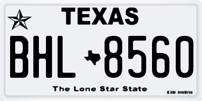 TX license plate BHL8560