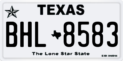 TX license plate BHL8583