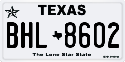 TX license plate BHL8602