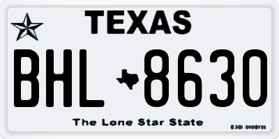 TX license plate BHL8630