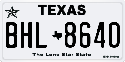 TX license plate BHL8640