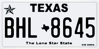 TX license plate BHL8645