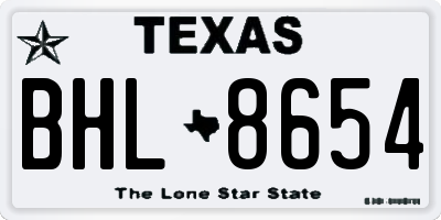 TX license plate BHL8654