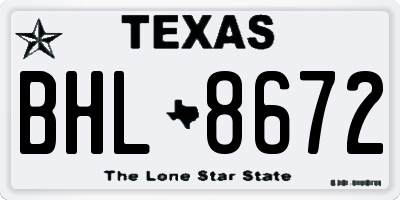 TX license plate BHL8672