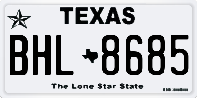 TX license plate BHL8685