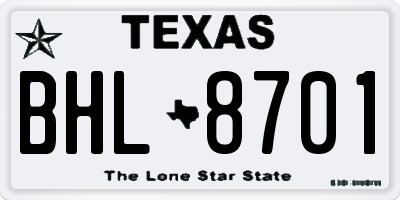 TX license plate BHL8701