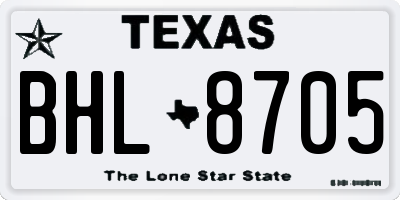 TX license plate BHL8705